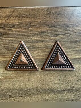 Vintage Metal Triangle Clip on Earrings